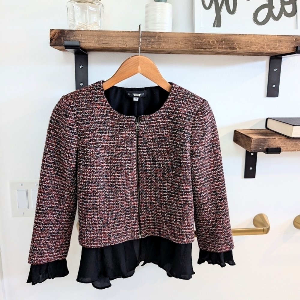 Slate and willow zip up blazer A2-1003